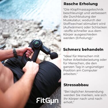 Електричний масажний пістолет FitGun Elite для глибокого масажу м'язів, зняття болю та релаксації після спорту