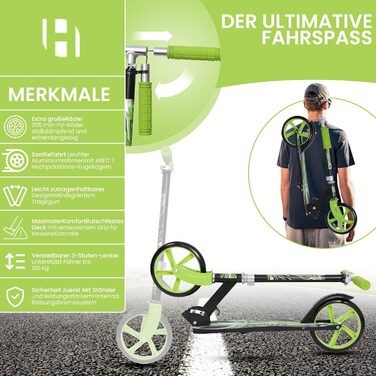 Дитячий трюковий самокат Habib Kickroller – складний, регульована висота, великі колеса, до 80 кг, для міста