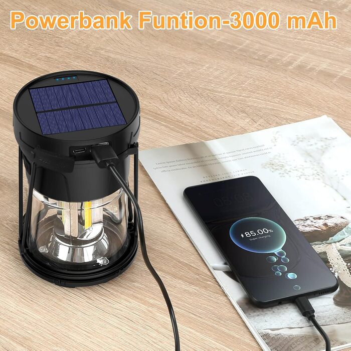 Ліхтар кемпінговий Tavaler 8000 mAh з USB-C, LED дисплеєм, IP65, Power Bank для кемпінгу, туризму та надзвичайних ситуацій