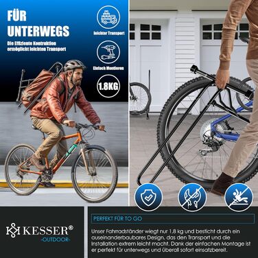 Підставка для велосипеда KESSER® для MTB, E-Bike, Citybike, шосе, з повітряним насосом (2 шт.)