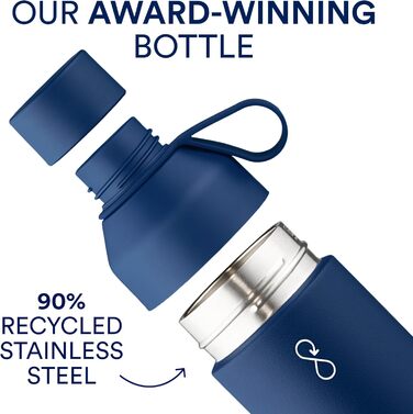 Пляшка для води Ocean Bottle 500 мл, багаторазова, з переробленої нержавіючої сталі, екологічна, морський синій колір