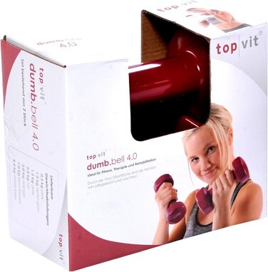 Гантелі top vit® з чавуну з вініловим покриттям, набір з 2 коротких гантелей, для чоловіків, жінок і літніх людей, 4 кг, колір ожина