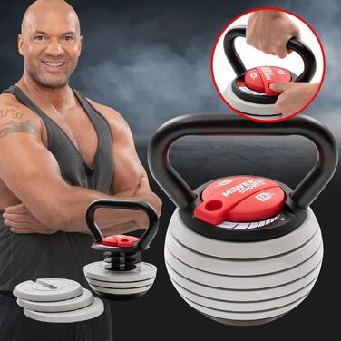 Регульована гиря Miweba Sports KB300 3,5-18 кг для фітнесу, Easy Lock, універсальна для тренувань у приміщенні та на вулиці