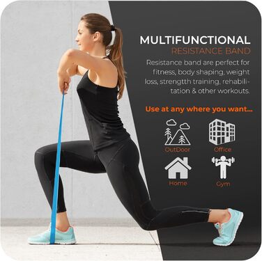 Фітнес-еластичні стрічки з 5 рівнями опору, латексні фітнес-стрічки з сумкою, для м'язів, пілатесу, йоги вдома, в спортзалі, для тренувань. Королівський фіолетовий колір для різного опору (багатобарвні).