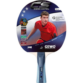 GEWO CS Energy Control – тенісна ракетка для настільного тенісу, ITTF, з контрольованим покриттям і високою обертальністю, 1,8 мм губка, червоно-чорна, ергономічна (конкава) ручка