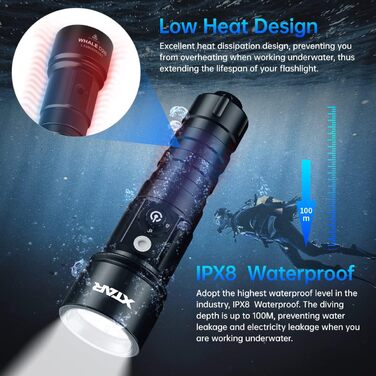 Ліхтар Xtar D26 для підводної фотографії, 1100 Lm, водонепроникний до 100 м, з бічним перемикачем