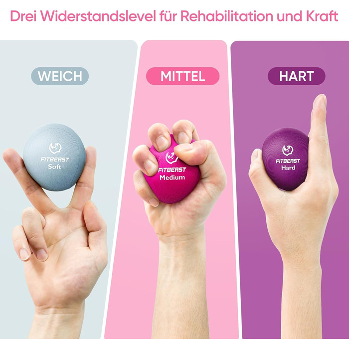 FitBeast Тренажер для рук та пальців, набір 6 шт. для силових вправ, реабілітації та зняття стресу. Підходить для чоловіків, жінок та людей похилого віку.