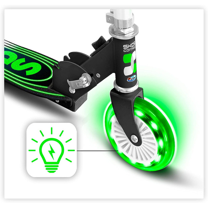Самокат складаний чорний SKIDS CONTROL з поліпропіленовою декою та колесами LIGHTNING