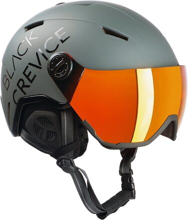 Шолом гірськолижний BLACK CREVICE Vail I з візором, чоловічий та жіночий, полікарбонат, регульований, матовий білий Carbon/чорний (M (55-58 см), матовий gun/блискучий чорний)