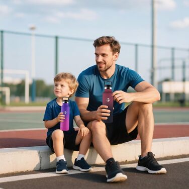 Термопляшка 500 мл, нержавіюча сталь, з соломкою, BPA Free, подвійні стінки, ізольована, для води, термопляшка, підходить для газованої води, кольори: темно-синій та темно-фіолетовий