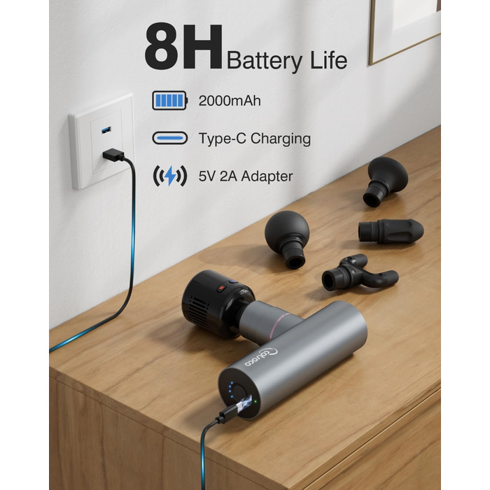 Масажер для м'язів Cotsoco з підігрівом та охолодженням, перкусійна масажна пістолета, глибоке розслаблення м'язів, портативний, сірий