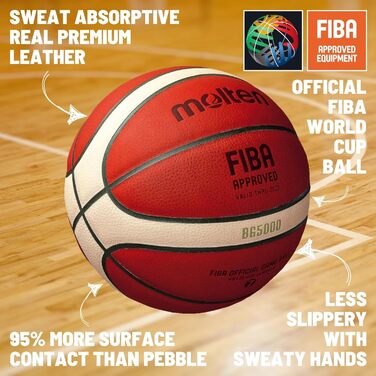 Баскетбольний м’яч Molten BG5000, натуральна шкіра, FIBA, розмір 6/7