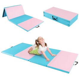 Мат гімнастичний складаний COSTWAY 240x120x5 см для йоги, фітнесу та тренувань вдома з липучкою та ручками