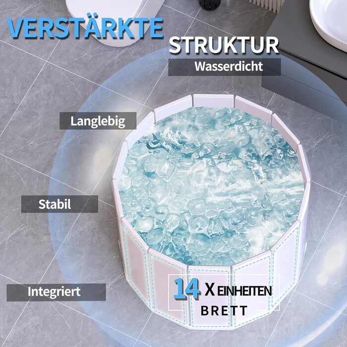 Зручна складана ванна для криотерапії | Ø80 x 75 см | Для спортсменів та дорослих | З ізольованою кришкою | Сірий та білий колір