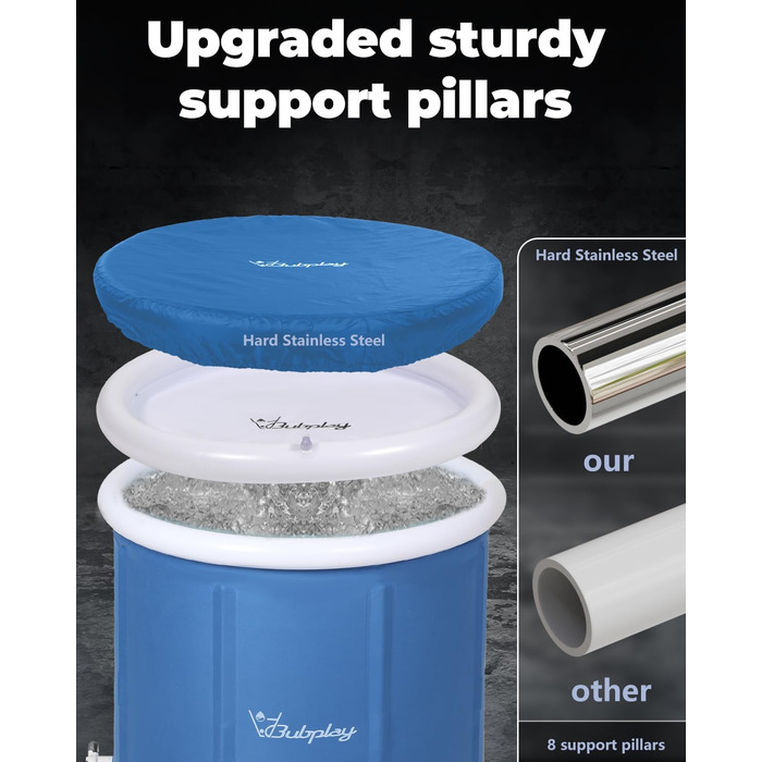 Ейсбад XL для спортсменів та дорослих: ванна для крижаного занурення на 105 галонів з кришкою, блакитна