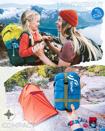 Сплячий мішок літній Sportneer 190x85 см: легкий, водонепроникний, для кемпінгу, походів, подорожей (блакитний)