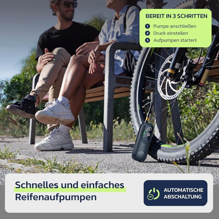 Електричний насос для велосипеда Woowind LP1: швидке накачування, 150 PSI, LCD-дисплей, LED-ліхтар