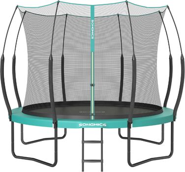 Батут SONGMICS для дітей, безпружинний, Ø 244/305/366 см, вуличний, еластичні канати, захисна сітка з блискавкою, склопластикові стійки, безпечний, тихий