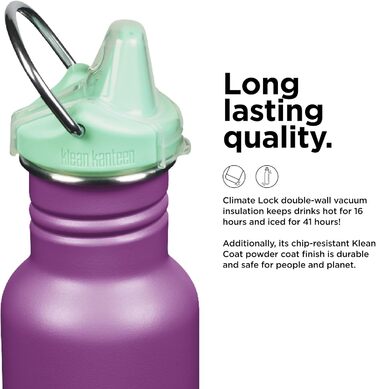 Пляшка для води Klean Kanteen Classic Narrow 355 мл, фіолетова, з нержавіючої сталі