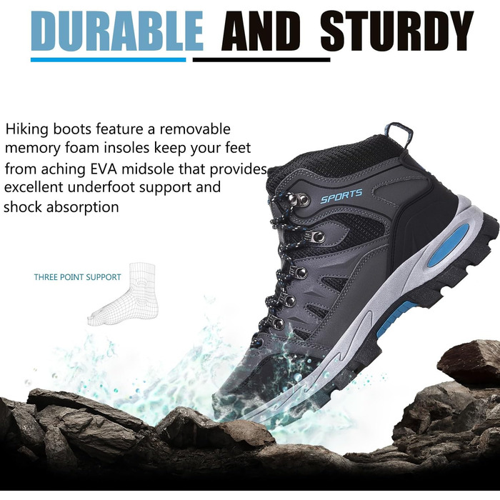 Черевики для трекінгу чоловічі та жіночі, легкі туристичні черевики, спортивне взуття для кемпінгу, сірі (41 EU)