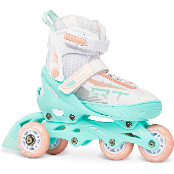 Інлайнерожі RAVEN Profession 4in1: регульовані ролики для дітей та дорослих (31-35), білий/м'ятний/помаранчевий