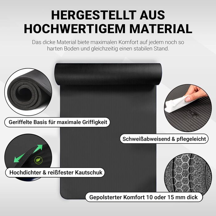 Килимок для фітнесу та йоги Glamexx24: преміум якість, неслизький, товстий, 200x100x1.5 см, з сумкою та інструкцією