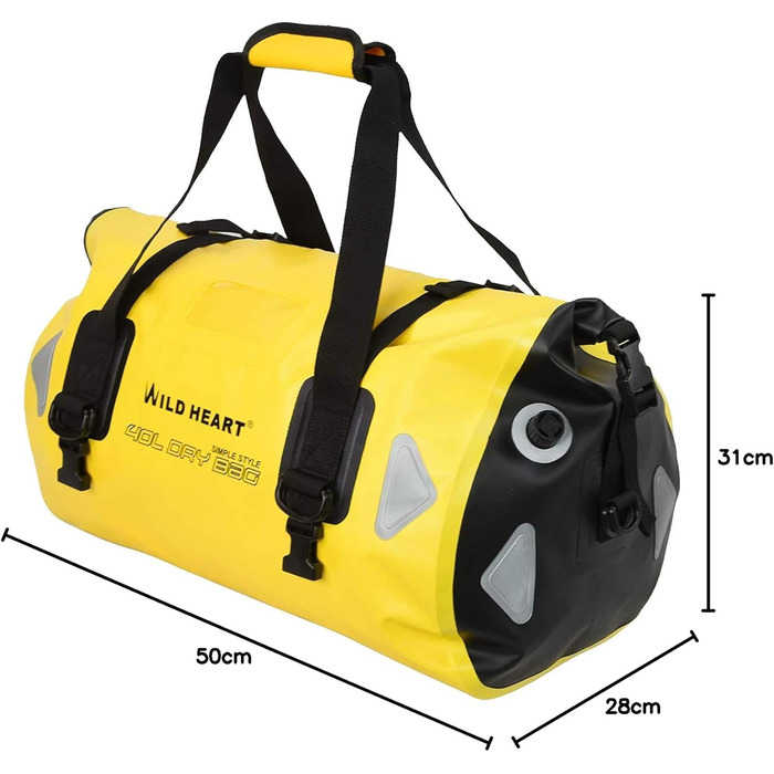 Водонепроникна сумка для подорожей Wild Heart PVC500D 40L, 66L, 100L з регульованим плечовим ременем та внутрішньою кишенею, жовта