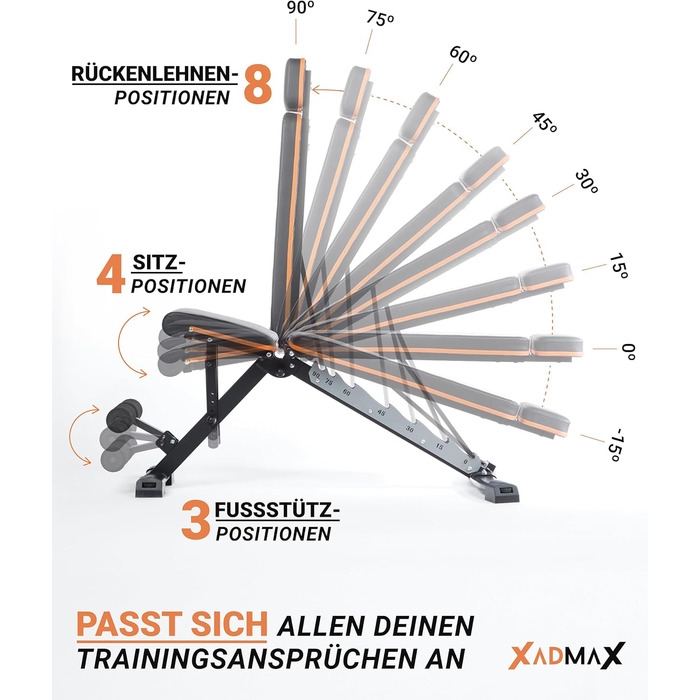 Регульована складана лава для гантелей, посилена тренажерна лава для дому, витримує до 360 кг, багатофункціональна атлетична лава для силових тренувань
