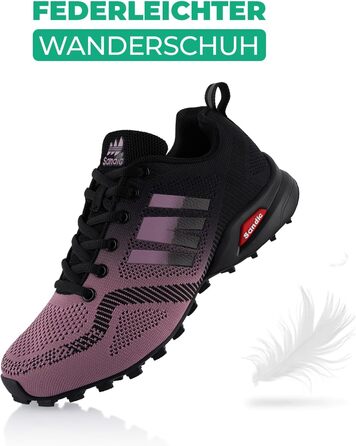 Трекінгові черевики для жінок та чоловіків, дихаючі, для трекінгу та трейлраннінгу, розмір 39 EU, фіолетово-чорні