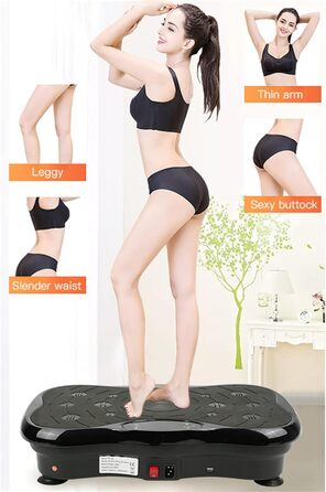 Вібраційна платформа Willonin для схуднення з LCD-дисплеєм, Bluetooth, USB, 2 стрічки опору, пульт керування, чорний колір