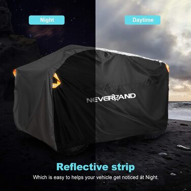 Водонепроникний чохол для квадроцикла NEVERLAND ATV з 300D Oxford тканини, захисний покривал з відбивачами та гумовими стяжками від пилу, дощу та UV, 210x120x115 см (Чорно-сріблястий, A225-08-XL)