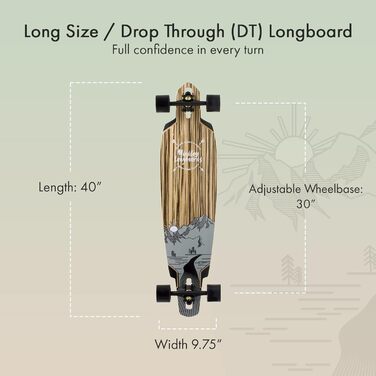 Лонгборд Mindless Lakota Dt IV для дорослих, багатобарвний, 9.75'', натуральний/чорний