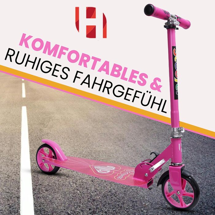 Самокат дитячий Habib Cityroller складаний, рожевий, для дітей та підлітків (6-16 років), з регульованою висотою керма та широкою декою