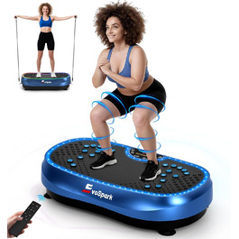 Вібраційна платформа для дому: 6+1 режимів тренувань, 199 швидкостей, 200W двигун, LED-підсвітка (темно-синій)