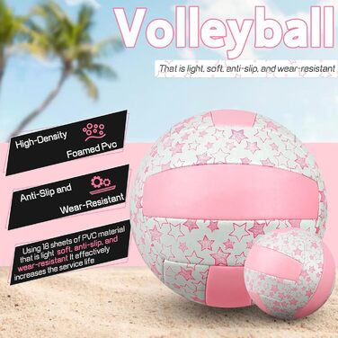 Волейбольний м'яч Aipwerer: для пляжу, залу та тренувань (рожево-білий, розмір 5)