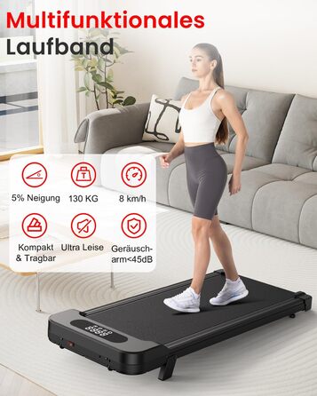 Бігова доріжка Walking Pad для дому HomeFitnessCode: електричний біговий килимок з нахилом, 1-8 км/год, чорний