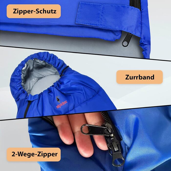 Спальний мішок ALPIDEX 4 сезони -17°C 225x80 см, ультралегкий, для кемпінгу, трекінгу, подорожей (Синій)