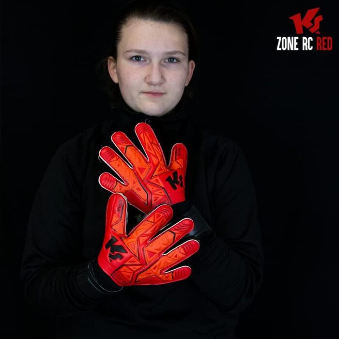 Дитячі воротарські рукавички KEEPERsport Zone RC без захисту пальців, 3 мм грип, футбольні рукавички для дітей і підлітків, червоні, різні розміри