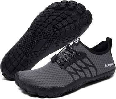 Водні черевики Raqua для жінок та чоловіків: дихаючі, швидковисихаючі, для басейну, пляжу та аквафітнесу (46 EU, Wz119 Grey)
