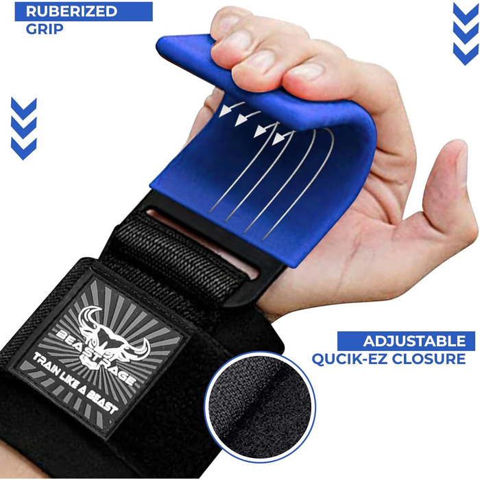 Набори для важкої атлетики BEAST RAGE: напульсники для зап'ястя, неопренові, з гелевою підкладкою, антиковзаючі, для тренувань у спортзалі, чоловічі та жіночі (Блакитний)