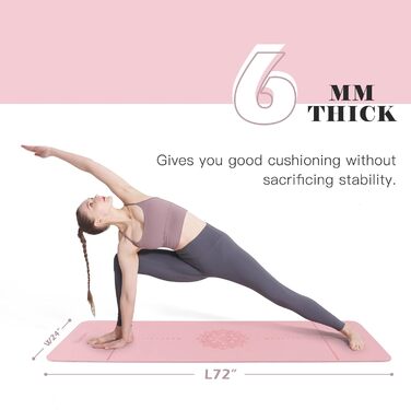 Килимок для йоги та пілатесу Parfait Pink & Gray 0.6 см, антиковзкий, екологічний, для дому та тренувань, з сумкою для зберігання та транспортування 72x24