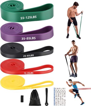 Набір еластичних стрічок FAOKZE для фітнесу, йоги, стрейчингу та силових тренувань (5 шт.)