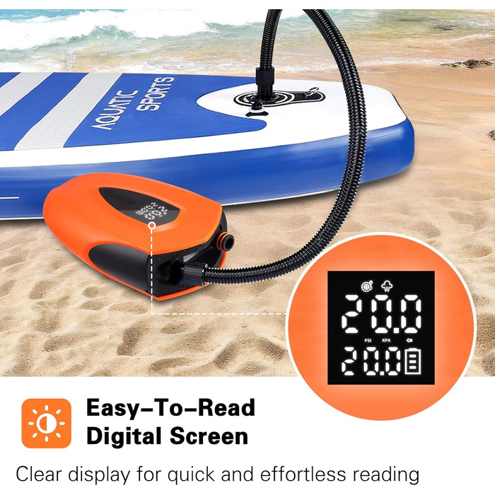 Електричний насос для SUP з акумулятором 12000mAh | Насос для SUP з LED, швидкою зарядкою та 20PSI | 12V насос з подвійним циліндром для SUP, човнів, каяків, наметів