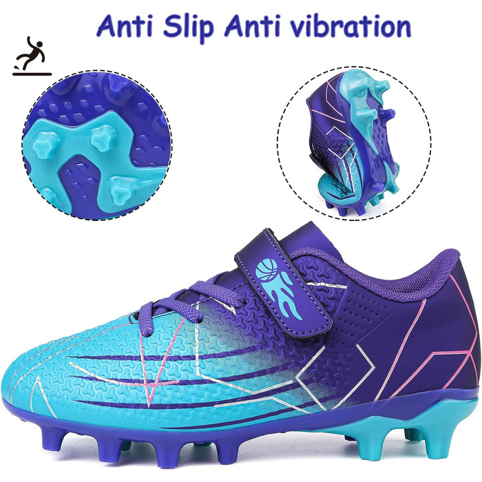 Дитячі футбольні бутси з шипами, професійні, для хлопчиків та дівчаток, спортивне взуття, розмір 38 EU, блакитний/фіолетовий