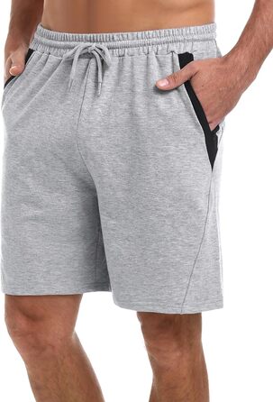 Чоловічі літні спортивні шорти Activewear з бавовни, легкі повсякденні шорти-джогери з кишенями на блискавці, сірі, розміри S-XXL