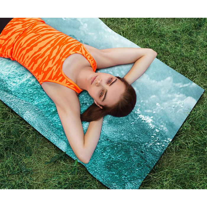 Килимок для йоги LaiEr, неслизький, екологічний, з ручкою для перенесення, товщина 6 мм, 183 x 61 см, для йоги, пілатесу та фітнесу (Water)