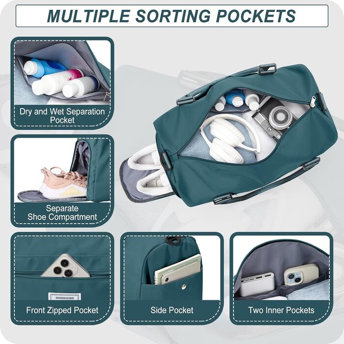 Спортивна сумка-мішок для жінок та чоловіків з відділенням для взуття та мокрих речей. Ідеальна для подорожей, фітнесу, тренувань та плавання. Колір: Павич