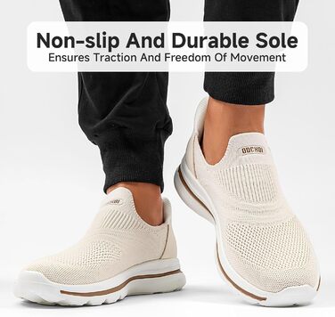 Чоловічі сліпони без шнурівків: спортивні кросівки для бігу та прогулянок (Бежевий, 44 EU)