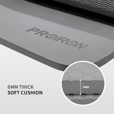 PROIRON Складаний йога-мат TPE 183x61x0,6 см, нековзкий, легкий, з сумкою, для фітнесу та пілатесу, сірий