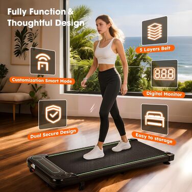 Бігова доріжка Alphaflow Walking Pad для дому та офісу з нахилом 4%, LED-дисплеєм та дистанційним керуванням